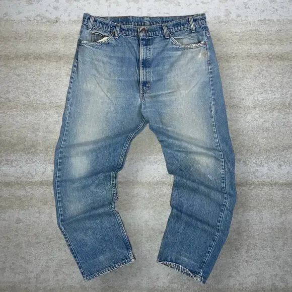 Vintage 90s Levis Jeans 40x30 Regular Straight Leg Fit Medium Wash Orange Tab - Picture 2 of 15